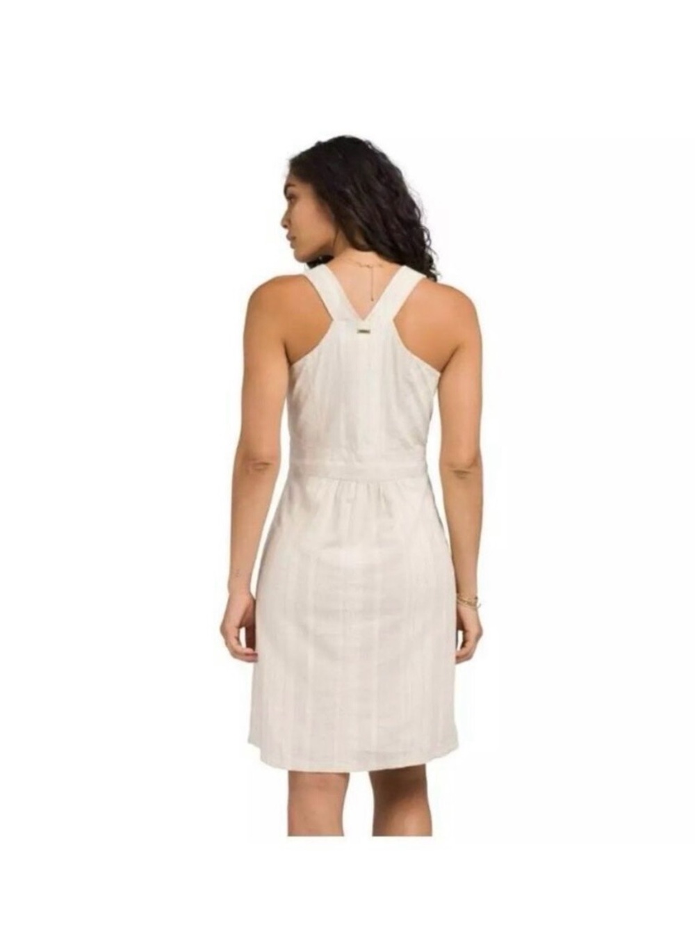 Prana Grace Trail Dress Stone Stripe Sleeveless Button Down Medium - Picture 2 of 11